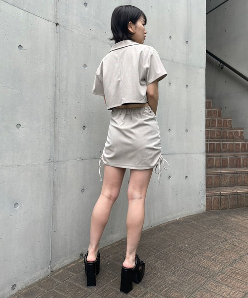 ENVYM（アンビー）の「ハーフスリーブクロップドジャケット（テーラードジャケット・レディース・ベージュ/ブラック/グレー・FREE）」の5枚目の写真