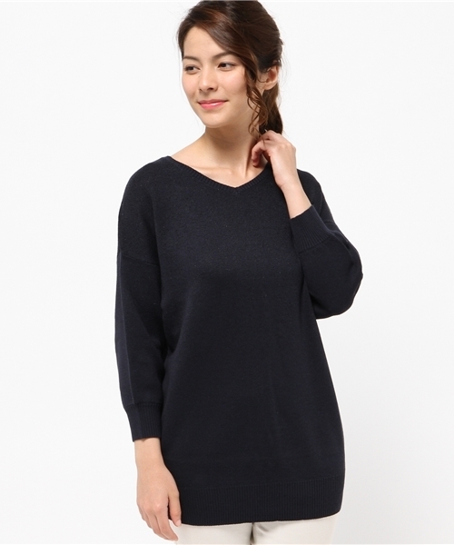 OUTLET（アウトレット）の「【Chez toi】ラメJQVネックチュニック（チュニック・レディース・オフホワイト/ベージュ/ネイビー/ライトグレー・FREE）」の4枚目の写真