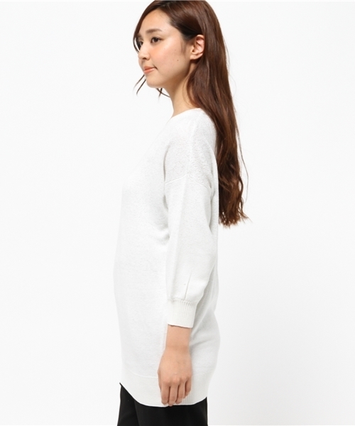 OUTLET（アウトレット）の「【Chez toi】ラメJQVネックチュニック（チュニック・レディース・オフホワイト/ベージュ/ネイビー/ライトグレー・FREE）」の6枚目の写真