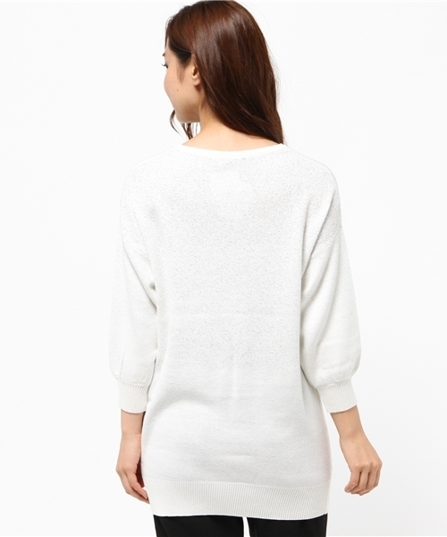 OUTLET（アウトレット）の「【Chez toi】ラメJQVネックチュニック（チュニック・レディース・オフホワイト/ベージュ/ネイビー/ライトグレー・FREE）」の7枚目の写真