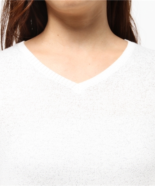 OUTLET（アウトレット）の「【Chez toi】ラメJQVネックチュニック（チュニック・レディース・オフホワイト/ベージュ/ネイビー/ライトグレー・FREE）」の9枚目の写真
