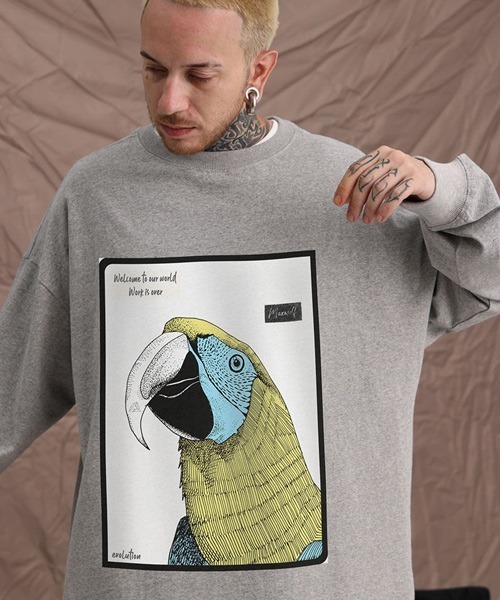 Ressaca（レサーカ）の「オーバーサイズ グラフィックプリント長袖Tシャツカットソー（Tシャツ/カットソー・メンズ・チャコールグレー/ブラック/グレー/ホワイト・M/L/XL）」の4枚目の写真