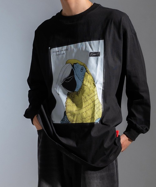 Ressaca（レサーカ）の「オーバーサイズ グラフィックプリント長袖Tシャツカットソー（Tシャツ/カットソー・メンズ・チャコールグレー/ブラック/グレー/ホワイト・M/L/XL）」の8枚目の写真