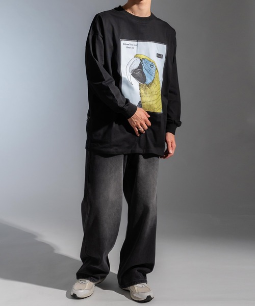 Ressaca（レサーカ）の「オーバーサイズ グラフィックプリント長袖Tシャツカットソー（Tシャツ/カットソー・メンズ・チャコールグレー/ブラック/グレー/ホワイト・M/L/XL）」の5枚目の写真