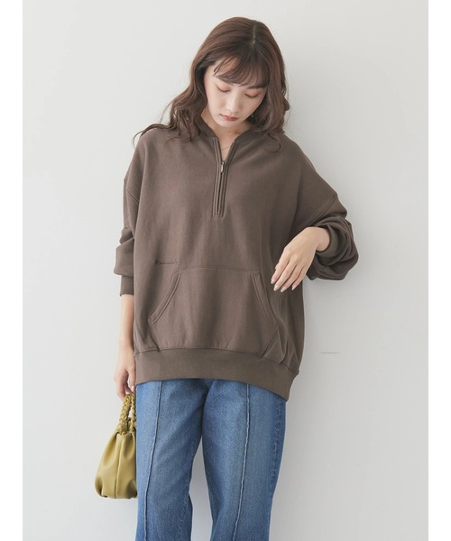 AMERICAN HOLIC（アメリカンホリック）の「ハーフZIP裏毛プルオーバー（Tシャツ/カットソー・レディース・ブラウン/ネイビー/ピンク系その他2/アイボリー・L/M）」の5枚目の写真