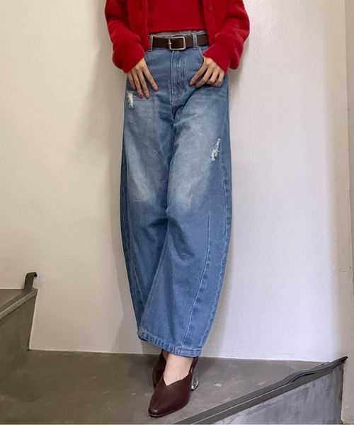 one way(ワンウェイ)の「【 サイズ展開 】カーブデニム(デニムパンツ・レディース・ブルー/ダークブルー・SMALL/MEDIUM)」の5枚目の写真