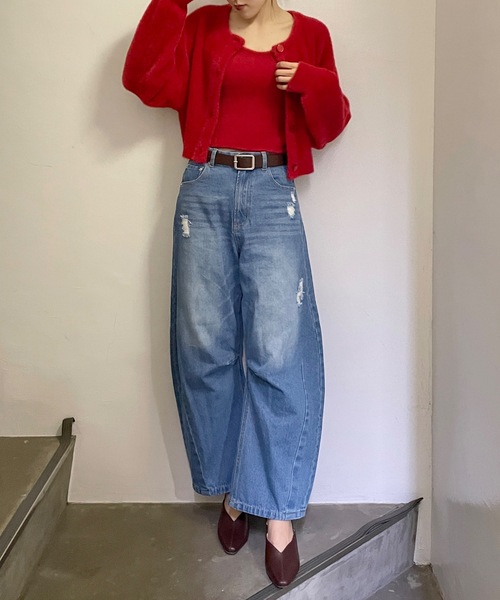 one way(ワンウェイ)の「【 サイズ展開 】カーブデニム(デニムパンツ・レディース・ブルー/ダークブルー・SMALL/MEDIUM)」の9枚目の写真
