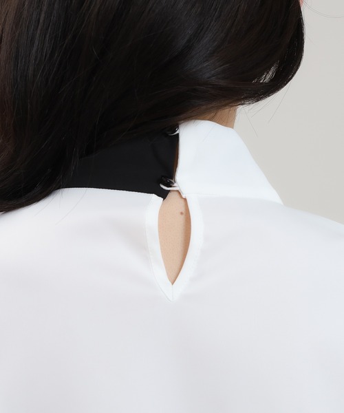 TRUDEA（トルディア）の「アシンメトリー配色ボウタイブラウス（シャツ/ブラウス・レディース・ブラウン/ベージュ/ホワイト・MEDIUM/LARGE）」の8枚目の写真