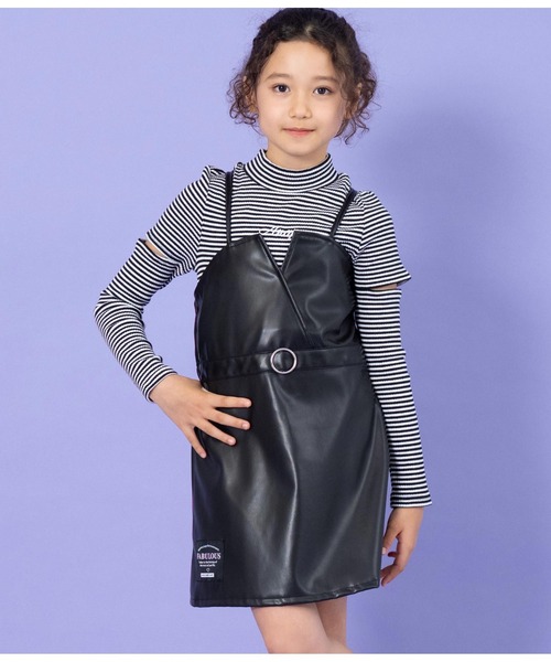 ANAP kids（アナップキッズ）の「ベルト風ジャンパースカート（ジャンパースカート・キッズ・ベージュ/ブラック・130cm/120cm/110cm）」の2枚目の写真