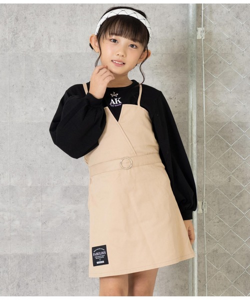 ANAP kids（アナップキッズ）の「ベルト風ジャンパースカート（ジャンパースカート・キッズ・ベージュ/ブラック・130cm/120cm/110cm）」の4枚目の写真
