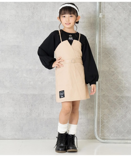 ANAP kids（アナップキッズ）の「ベルト風ジャンパースカート（ジャンパースカート・キッズ・ベージュ/ブラック・130cm/120cm/110cm）」の7枚目の写真