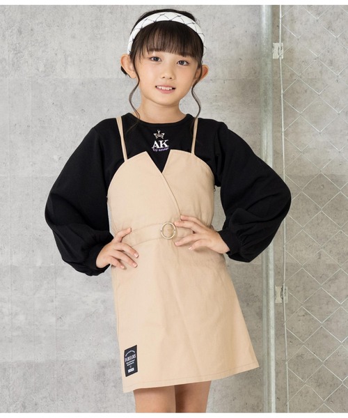 ANAP kids（アナップキッズ）の「ベルト風ジャンパースカート（ジャンパースカート・キッズ・ベージュ/ブラック・130cm/120cm/110cm）」の3枚目の写真