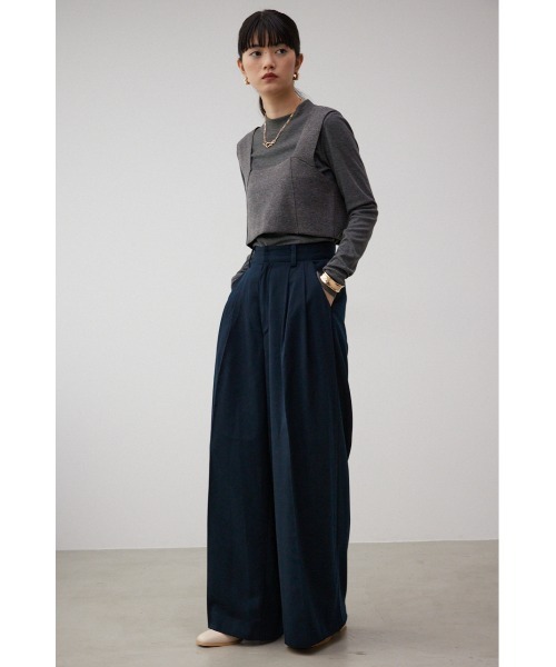 AZUL by moussy（アズールバイマウジー）の「タックワイドパンツ（その他パンツ・レディース・グレー系その他/ネイビー・SMALL/MEDIUM）」の14枚目の写真