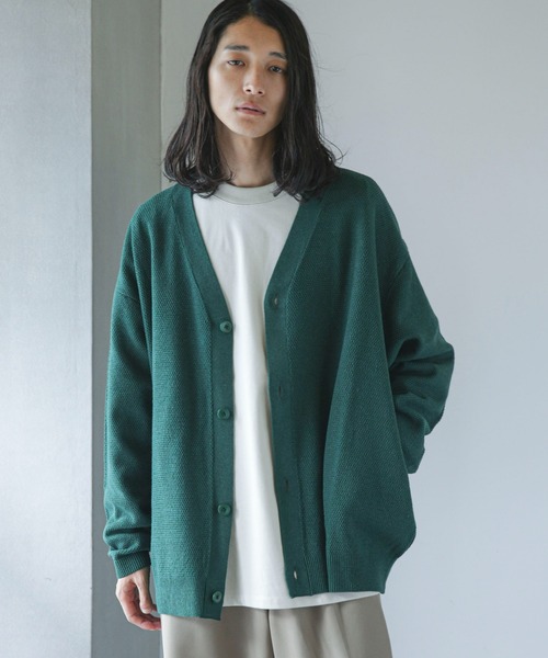 NANO universe（ナノユニバース）の「【WEB限定】ハニカム鹿の子バルーンスリーブカーディガン（カーディガン/ボレロ・メンズ・ネイビー/ブラック/グレー系その他4/グリーン・L/M）」の3枚目の写真