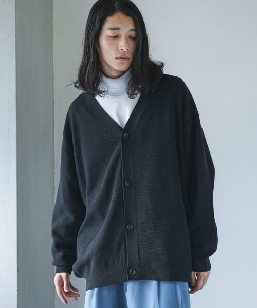 NANO universe（ナノユニバース）の「【WEB限定】ハニカム鹿の子バルーンスリーブカーディガン（カーディガン/ボレロ・メンズ・ネイビー/ブラック/グレー系その他4/グリーン・L/M）」の2枚目の写真