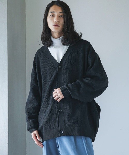 NANO universe（ナノユニバース）の「【WEB限定】ハニカム鹿の子バルーンスリーブカーディガン（カーディガン/ボレロ・メンズ・ネイビー/ブラック/グレー系その他4/グリーン・L/M）」の6枚目の写真
