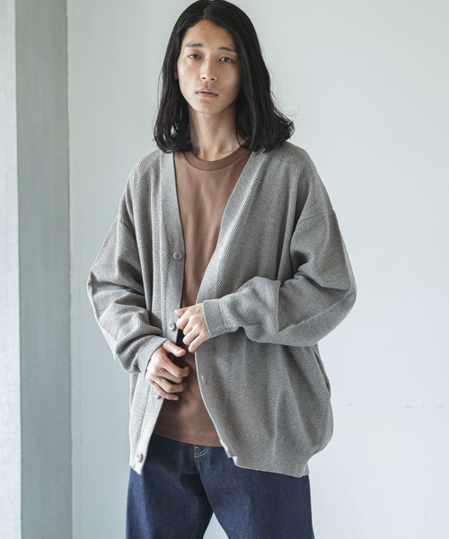 NANO universe（ナノユニバース）の「【WEB限定】ハニカム鹿の子バルーンスリーブカーディガン（カーディガン/ボレロ・メンズ・ネイビー/ブラック/グレー系その他4/グリーン・L/M）」の9枚目の写真