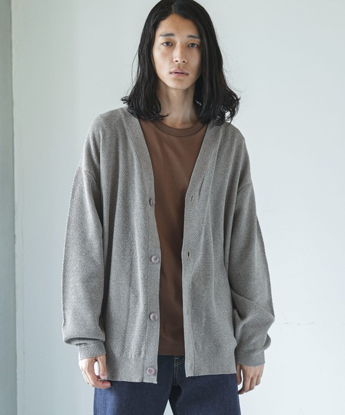 NANO universe（ナノユニバース）の「【WEB限定】ハニカム鹿の子バルーンスリーブカーディガン（カーディガン/ボレロ・メンズ・ネイビー/ブラック/グレー系その他4/グリーン・L/M）」の10枚目の写真