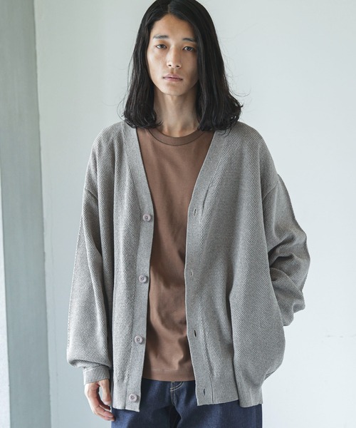 NANO universe（ナノユニバース）の「【WEB限定】ハニカム鹿の子バルーンスリーブカーディガン（カーディガン/ボレロ・メンズ・ネイビー/ブラック/グレー系その他4/グリーン・L/M）」の11枚目の写真