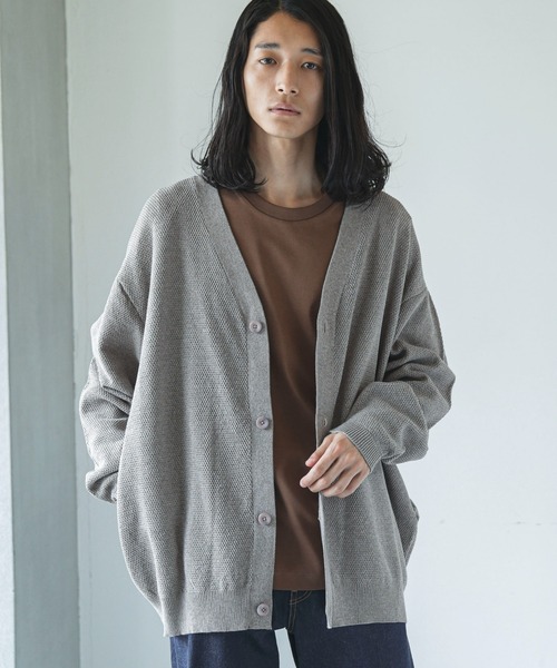 NANO universe（ナノユニバース）の「【WEB限定】ハニカム鹿の子バルーンスリーブカーディガン（カーディガン/ボレロ・メンズ・ネイビー/ブラック/グレー系その他4/グリーン・L/M）」の12枚目の写真