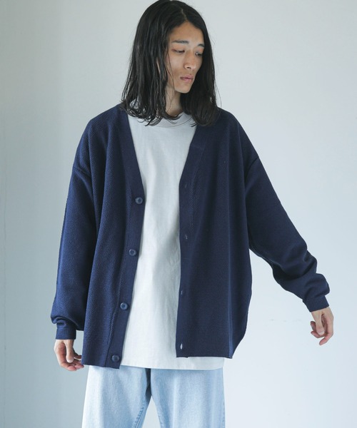 NANO universe（ナノユニバース）の「【WEB限定】ハニカム鹿の子バルーンスリーブカーディガン（カーディガン/ボレロ・メンズ・ネイビー/ブラック/グレー系その他4/グリーン・L/M）」の15枚目の写真