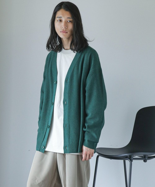 NANO universe（ナノユニバース）の「【WEB限定】ハニカム鹿の子バルーンスリーブカーディガン（カーディガン/ボレロ・メンズ・ネイビー/ブラック/グレー系その他4/グリーン・L/M）」の19枚目の写真