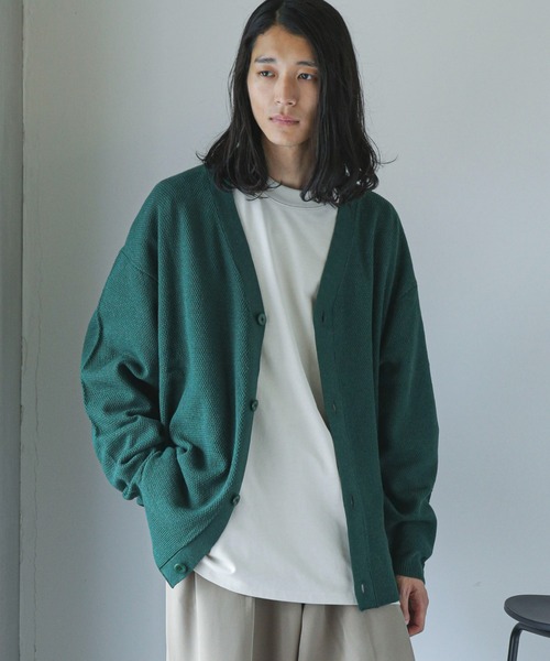 NANO universe（ナノユニバース）の「【WEB限定】ハニカム鹿の子バルーンスリーブカーディガン（カーディガン/ボレロ・メンズ・ネイビー/ブラック/グレー系その他4/グリーン・L/M）」の20枚目の写真