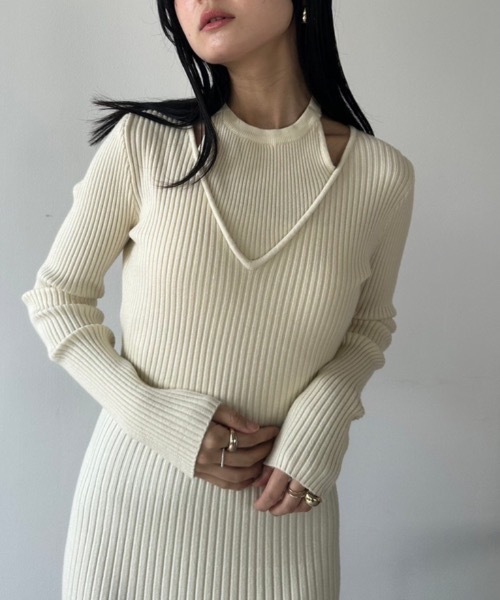 DRWCYS(ドロシーズ)の「レイヤードニットワンピース(ワンピース・レディース・アイボリー/ブラック・FREE)」の19枚目の写真