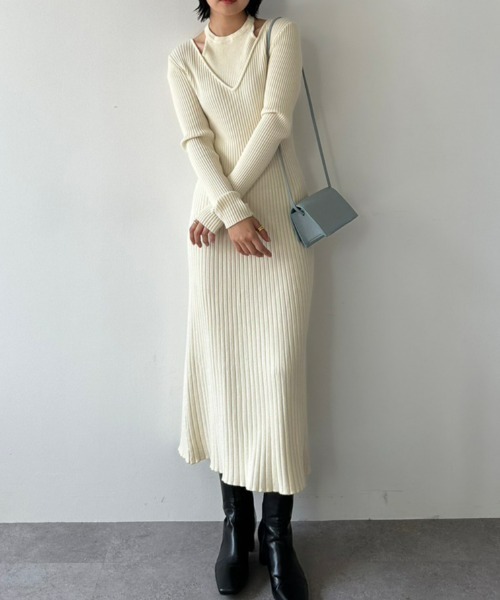 DRWCYS(ドロシーズ)の「レイヤードニットワンピース(ワンピース・レディース・アイボリー/ブラック・FREE)」の17枚目の写真