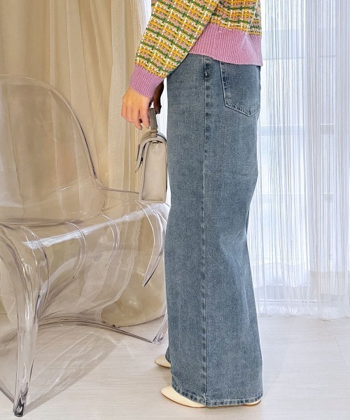 MILAE(ミレ)の「デニムワイドパンツ(デニムパンツ・レディース・ブラック/サックスブルー/ブルー・M/S)」の7枚目の写真