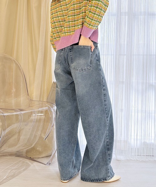 MILAE(ミレ)の「デニムワイドパンツ(デニムパンツ・レディース・ブラック/サックスブルー/ブルー・M/S)」の8枚目の写真