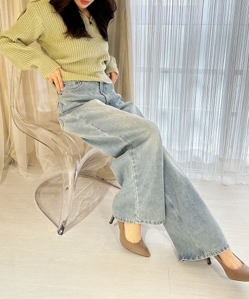 MILAE(ミレ)の「デニムワイドパンツ(デニムパンツ・レディース・ブラック/サックスブルー/ブルー・M/S)」の15枚目の写真