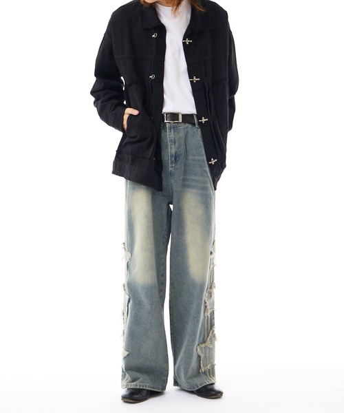 fringe pattern denim jacket / フリンジパターン デニム