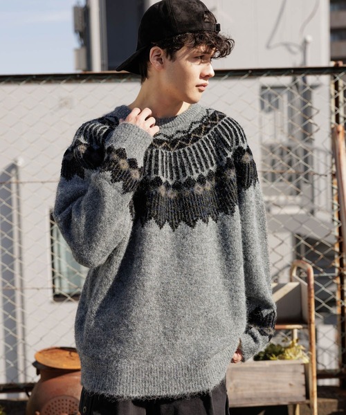 niko and...（ニコアンド）の「ノルディック柄ニットプルオーバー（ニット/セーター・メンズ・アイボリー/ブラウン/グレー・MEDIUM/LARGE）」の5枚目の写真