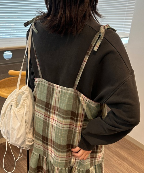 kutir（クティール）の「チェックティアードキャミワンピース（ワンピース・レディース・ブラック/ブラウン/グリーン/ブルー・SMALL/MEDIUM/LARGE）」の6枚目の写真