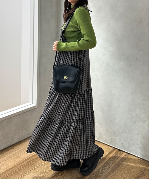 kutir（クティール）の「チェックティアードキャミワンピース（ワンピース・レディース・ブラック/ブラウン/グリーン/ブルー・SMALL/MEDIUM/LARGE）」の11枚目の写真