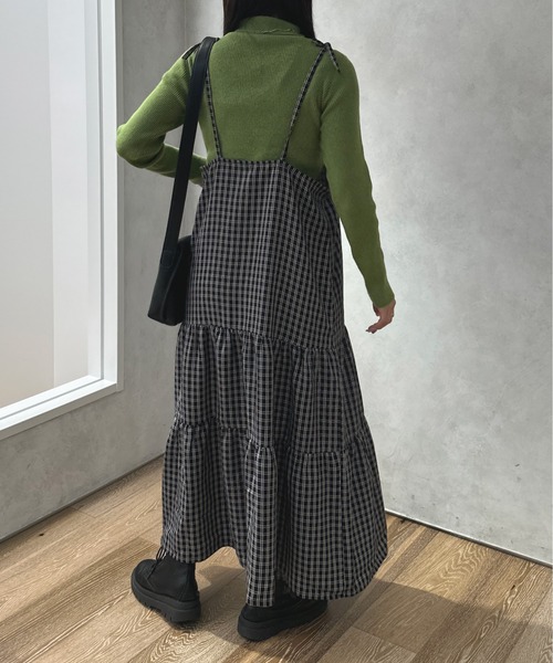 kutir（クティール）の「チェックティアードキャミワンピース（ワンピース・レディース・ブラック/ブラウン/グリーン/ブルー・SMALL/MEDIUM/LARGE）」の12枚目の写真