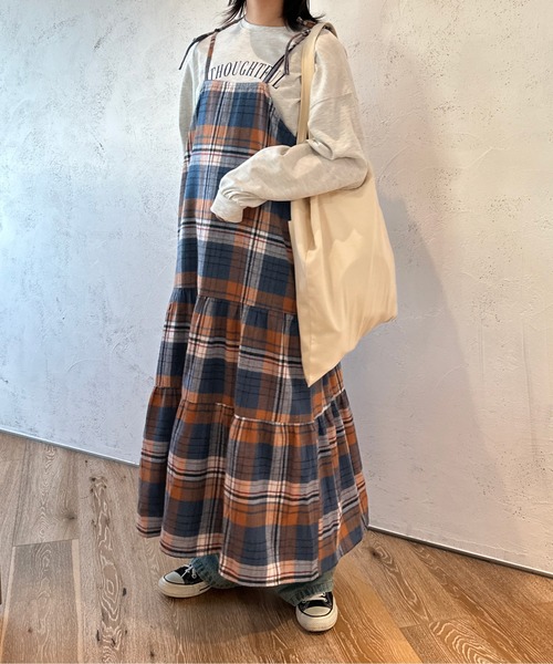 kutir（クティール）の「チェックティアードキャミワンピース（ワンピース・レディース・ブラック/ブラウン/グリーン/ブルー・SMALL/MEDIUM/LARGE）」の22枚目の写真