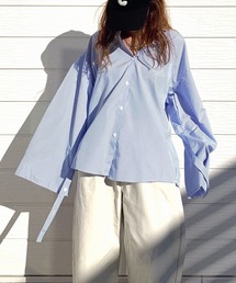 Q | ストライプキャンディースリーブシャツ(シャツ/ブラウス)