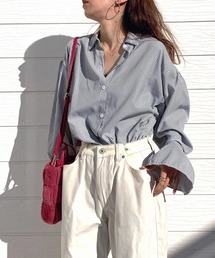 Q | ストライプキャンディースリーブシャツ(シャツ/ブラウス)