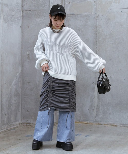 PAGEBOY（ページボーイ）の「2WAYシャーリングワンピース（ワンピース・レディース・チャコールグレー/ブラック・FREE）」の9枚目の写真