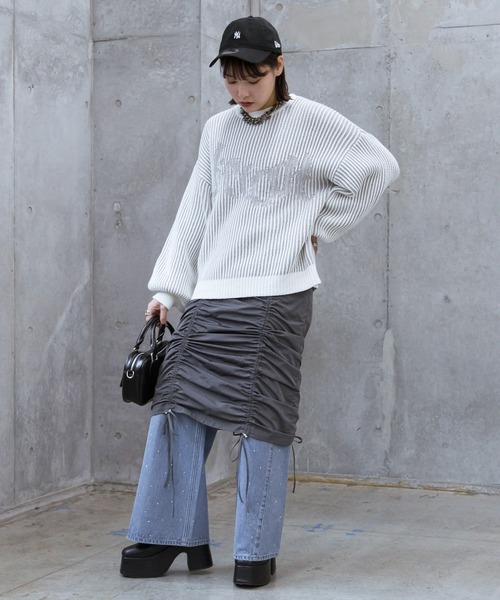 PAGEBOY（ページボーイ）の「2WAYシャーリングワンピース（ワンピース・レディース・チャコールグレー/ブラック・FREE）」の10枚目の写真