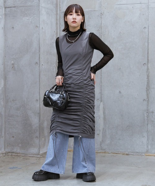 PAGEBOY（ページボーイ）の「2WAYシャーリングワンピース（ワンピース・レディース・チャコールグレー/ブラック・FREE）」の11枚目の写真