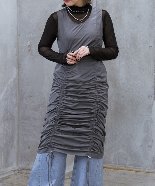 PAGEBOY（ページボーイ）の「2WAYシャーリングワンピース（ワンピース・レディース・チャコールグレー/ブラック・FREE）」の13枚目の写真