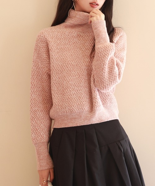 セール】ドロップショルダータートルネックニットプルオーバー（ニット