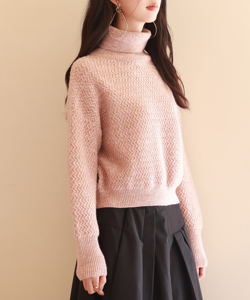 セール】ドロップショルダータートルネックニットプルオーバー（ニット