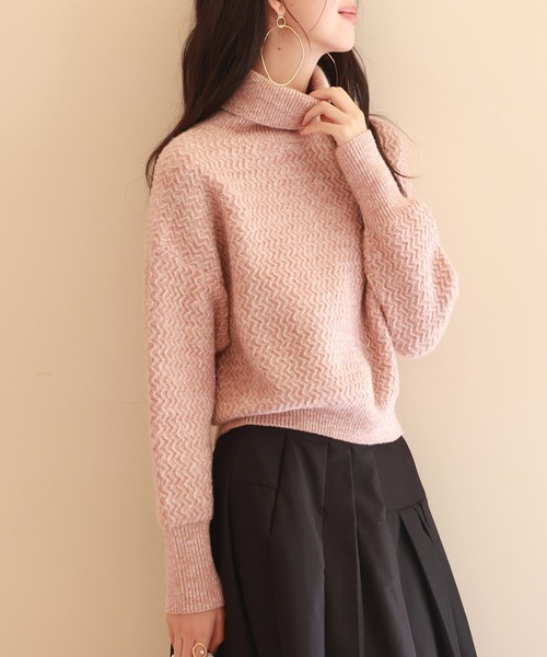 セール】ドロップショルダータートルネックニットプルオーバー（ニット