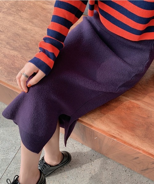 VitaFelice（ヴィータフェリーチェ）の「前後2WAY タイトニット スカート（スカート・レディース・ミント/ピンク系/チャコール/グレー/ブラック/ライトパープル/パープル/ライトグリーン/モカ・FREE）」の7枚目の写真