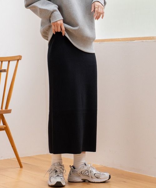 VitaFelice（ヴィータフェリーチェ）の「前後2WAY タイトニット スカート（スカート・レディース・ミント/ピンク系/チャコール/グレー/ブラック/ライトパープル/パープル/ライトグリーン/モカ・FREE）」の2枚目の写真