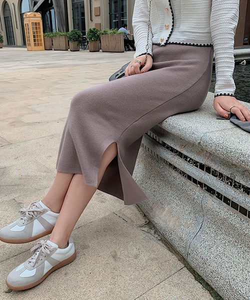 VitaFelice（ヴィータフェリーチェ）の「前後2WAY タイトニット スカート（スカート・レディース・ミント/ピンク系/チャコール/グレー/ブラック/ライトパープル/パープル/ライトグリーン/モカ・FREE）」の5枚目の写真